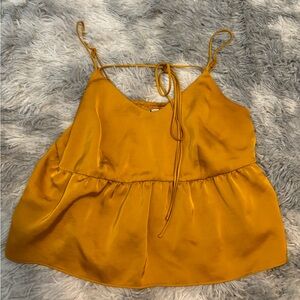 1 DAY UNTIL DONATION💖Nine West Elegant Mustard Tank Top with Tie